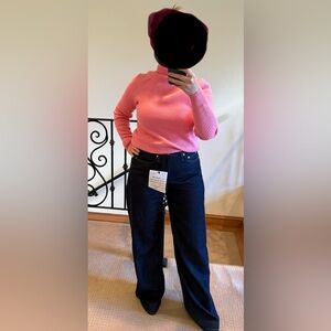 NWT Rag & Bone High Rise Wide Leg Dark Wash Jeans SAMPLE 26